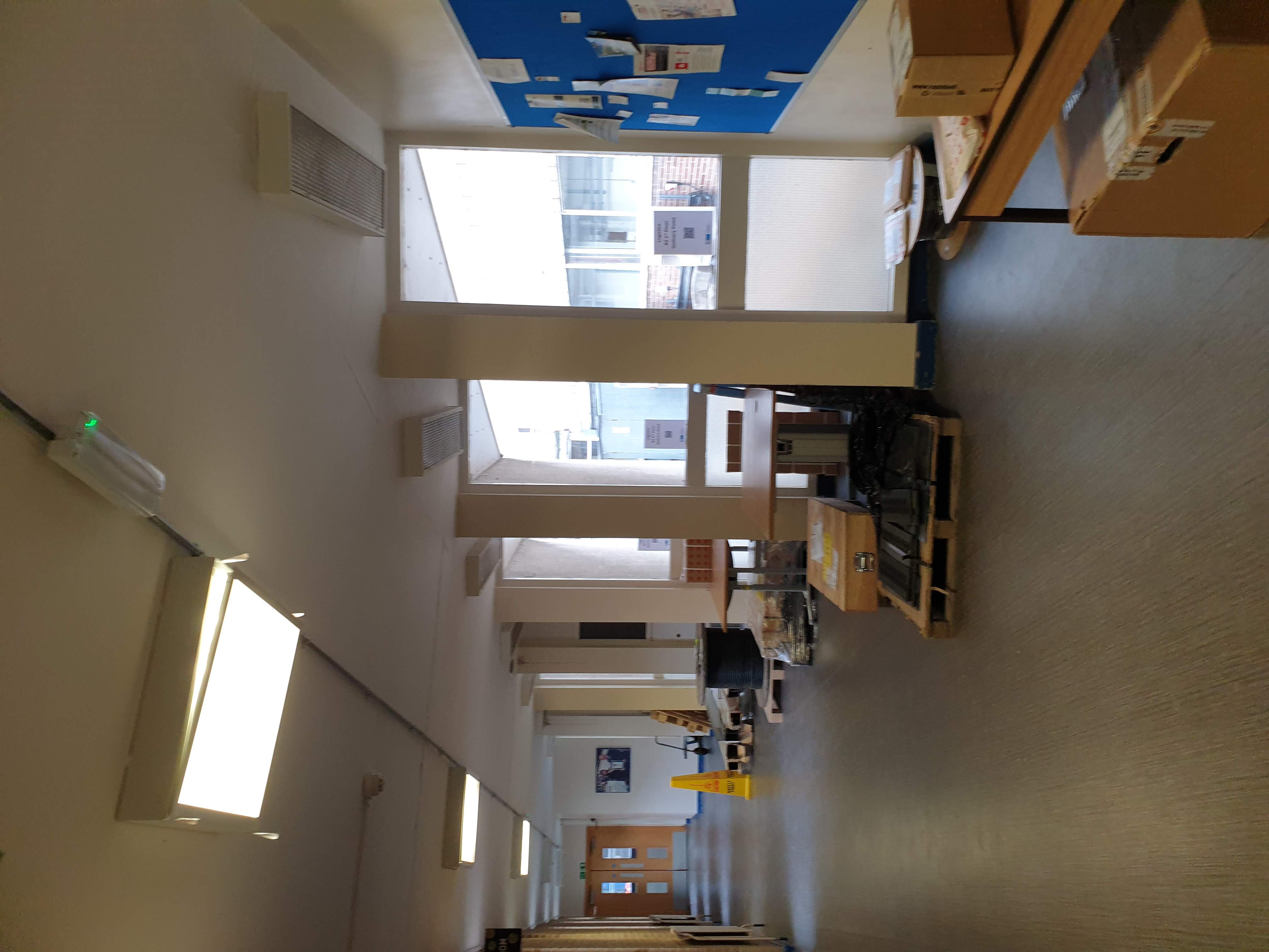 South side of corridor looking east