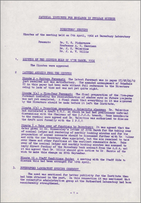 Director's Meeting (8 April 1964 at DL)