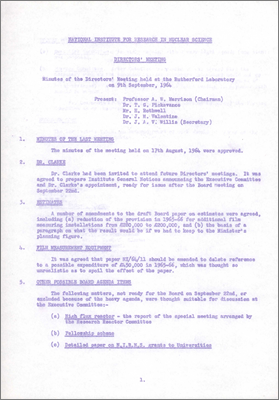Director's Meeting (9 September 1964 at RL)