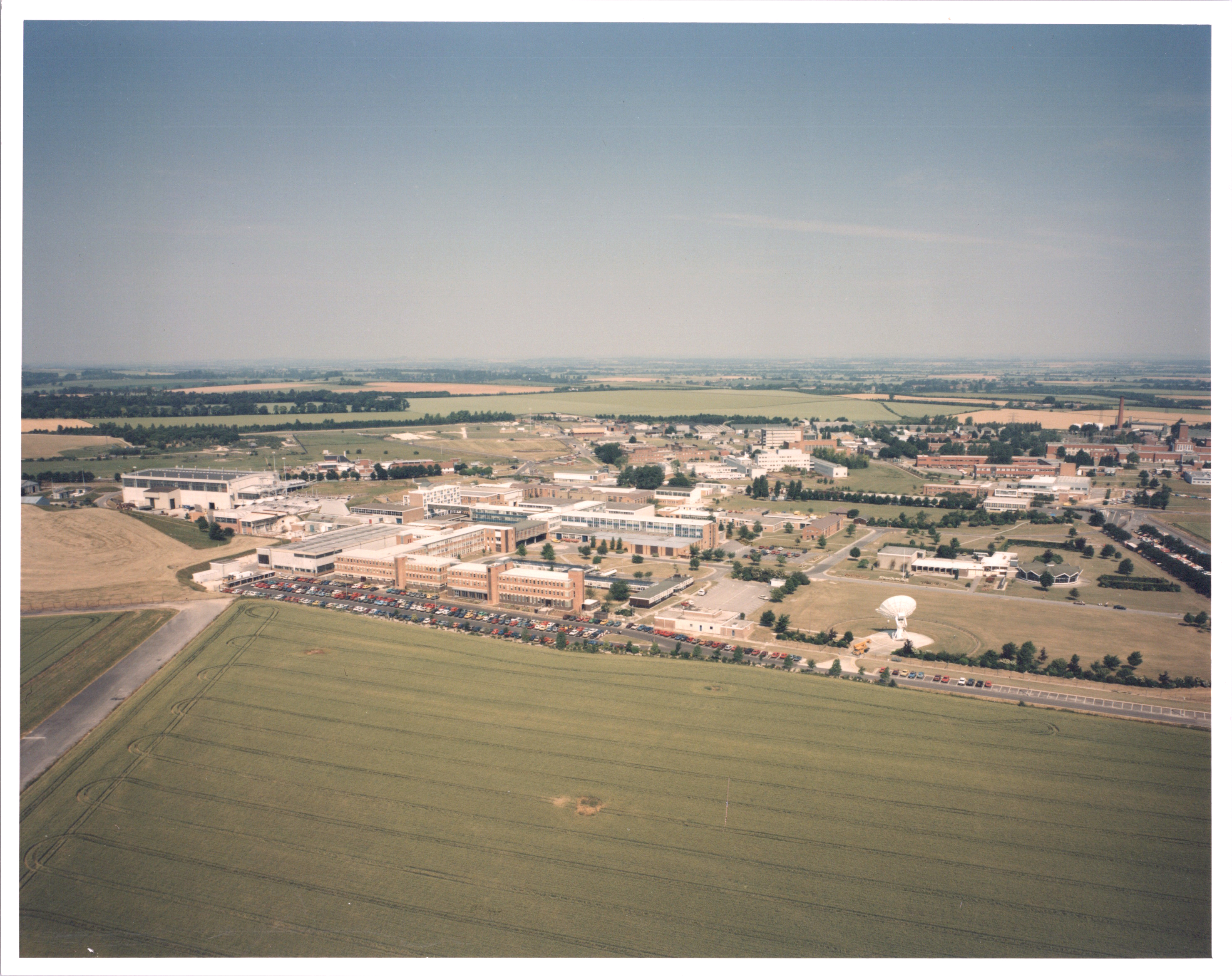 Aerial view of Rutherford Laboratory looking almost north (1984, 84FC3142)