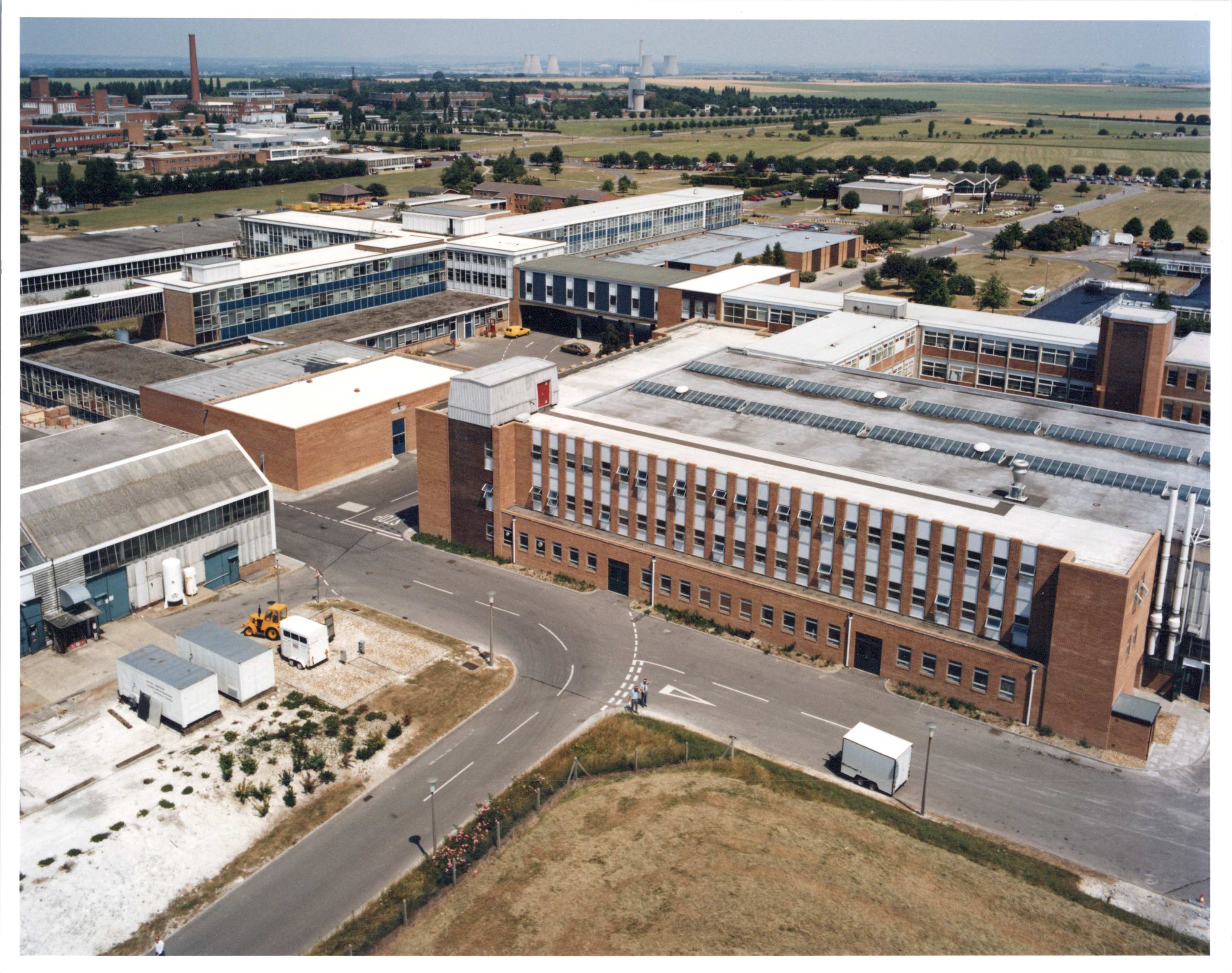 Aerial view of Rutherford Laboratory looking north-east towards Didcot (1984, 84RC3132)