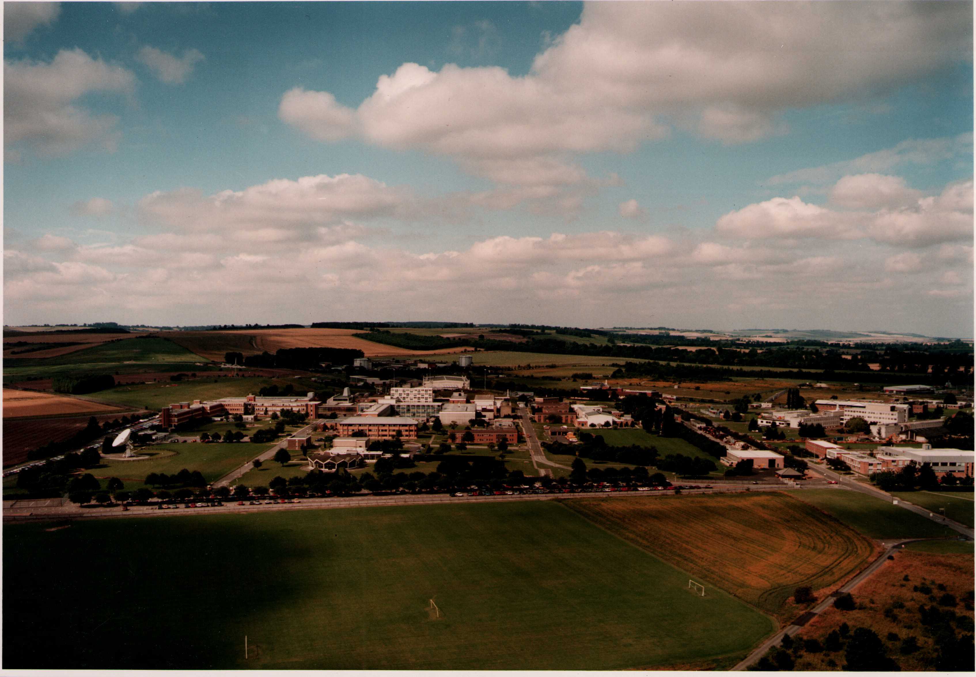 Panoramic aerial view of Rutherford Laboratory from the east (1993, 93RC3392)