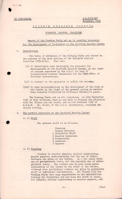 RR2 (65/66): Report of the Working Party set up to consider proposals for the development of facilities at the Scottish Reactor Centre (November 1965)