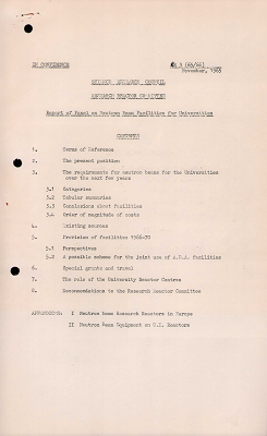 RR3 (65/66): Report of the Panel on Neutron Beam Facilities for Universities (November 1965)