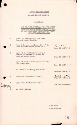 RR6 (65/66): Minutes of the first meeting of the Joint SRC/AEA Research Reactor Committee (24 November 1965)
