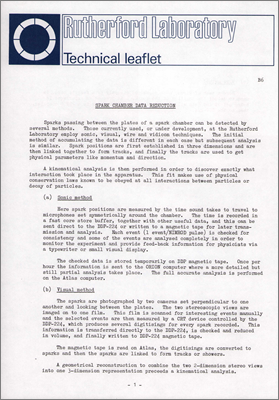 B6 Spark chamber data reduction
