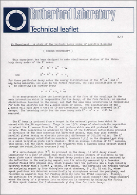 B15 K4 experiment: A study of the leptonic decay modes of positive K-mesons