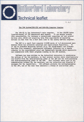 C4.1 The IBM System/360-75I and DDP-224 Computer Complex