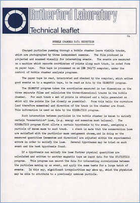 C4 Bubble Chamber Data Reduction