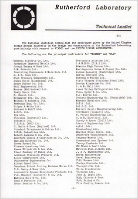 E10 Principle contractors for Nimrod and PLA