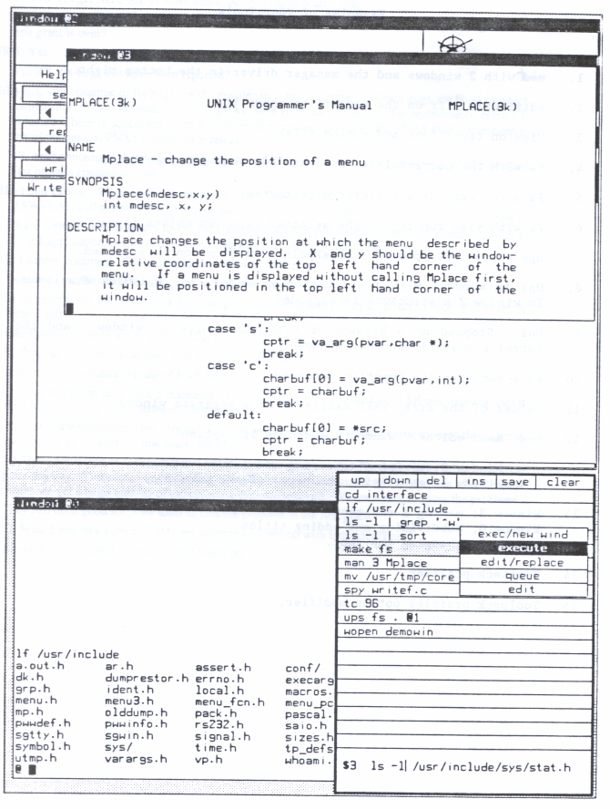 Figure 1: med with 2 windows and the manager driver in the bottom right