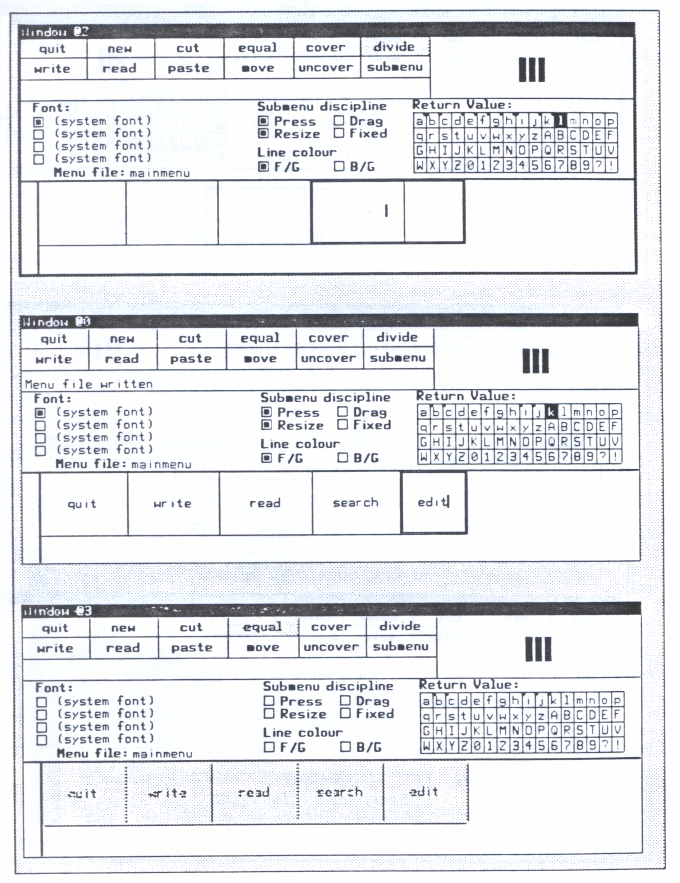 Figure 12: med: menu editor. Window 2 adding a 5th option
