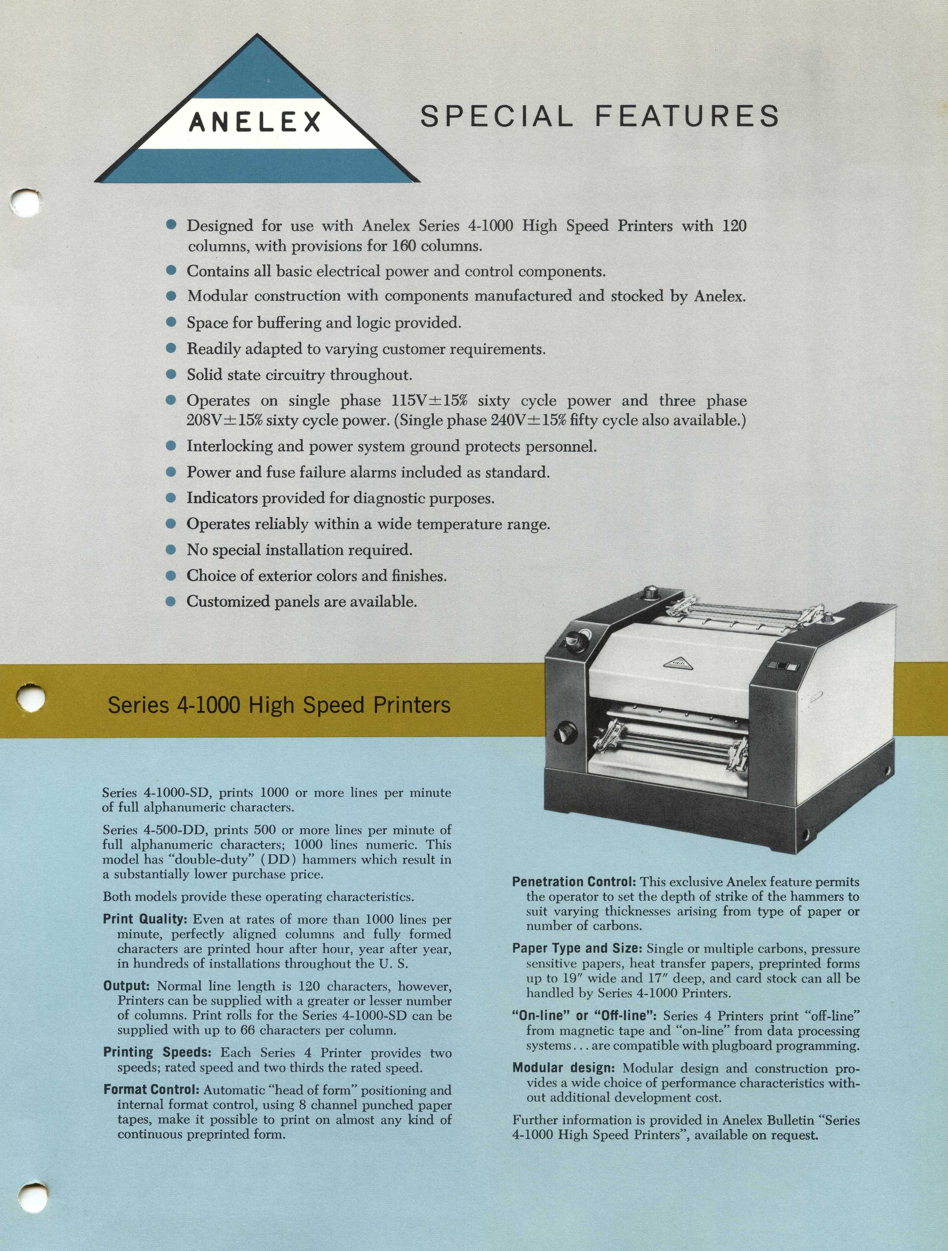 Anelex Series 4-1000 Lineprinter: 3