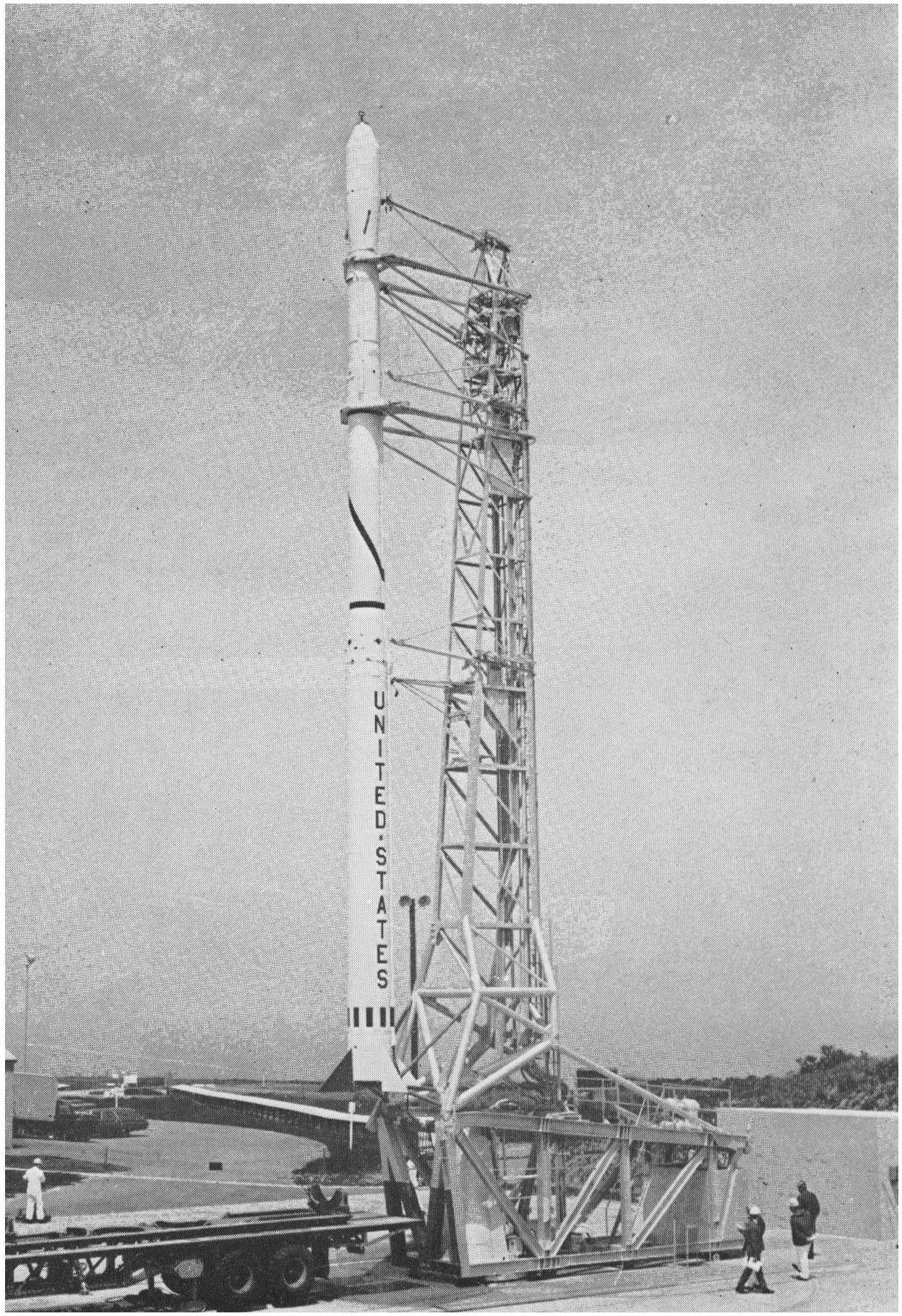 Figure 5: Ariel III and the SCOUT rocket in the launcher