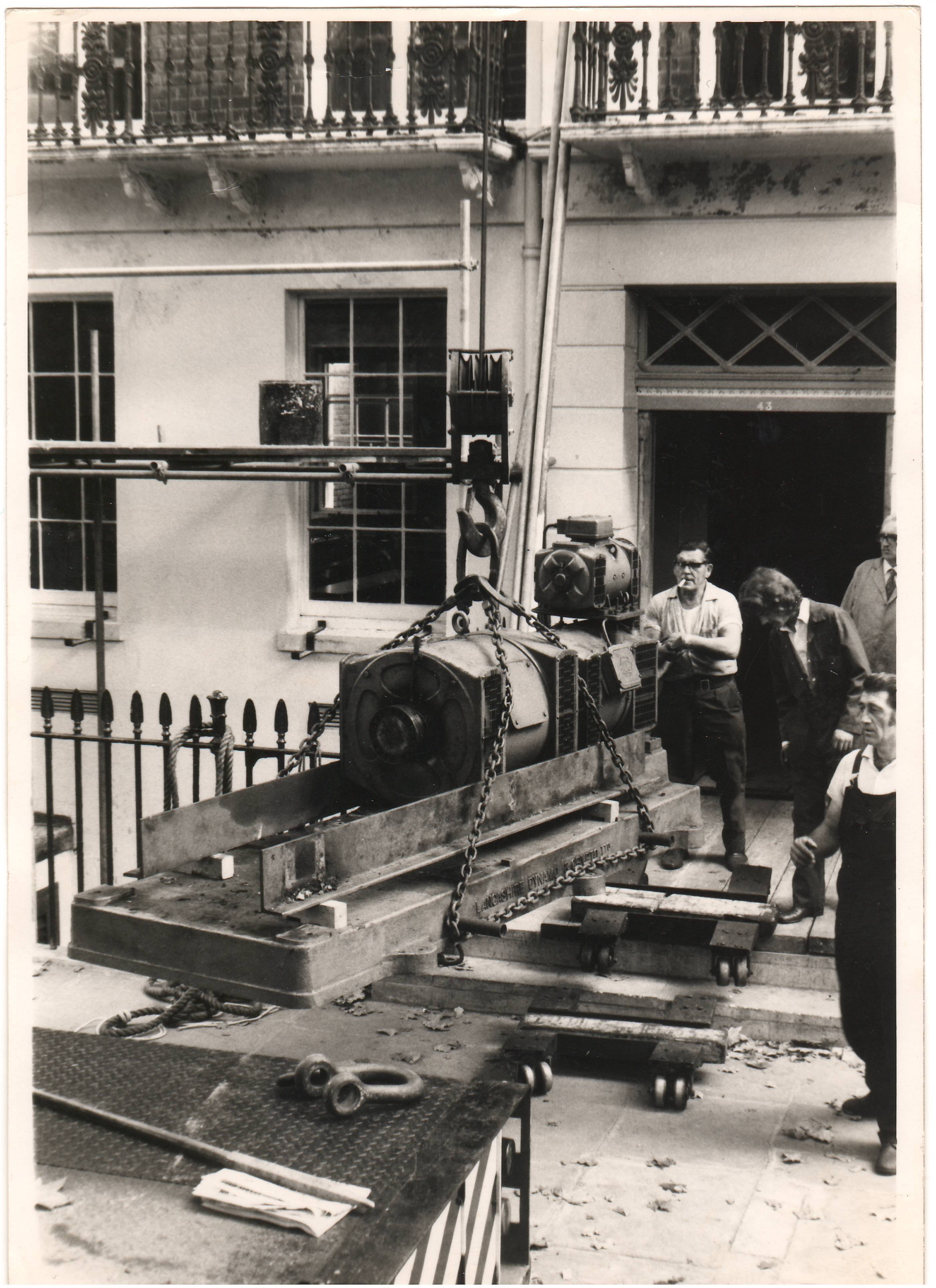 Fig 10: The motor alternators had to be dismantled and loaded separately because their weight was more than the lift from the lower floor  could carry. 