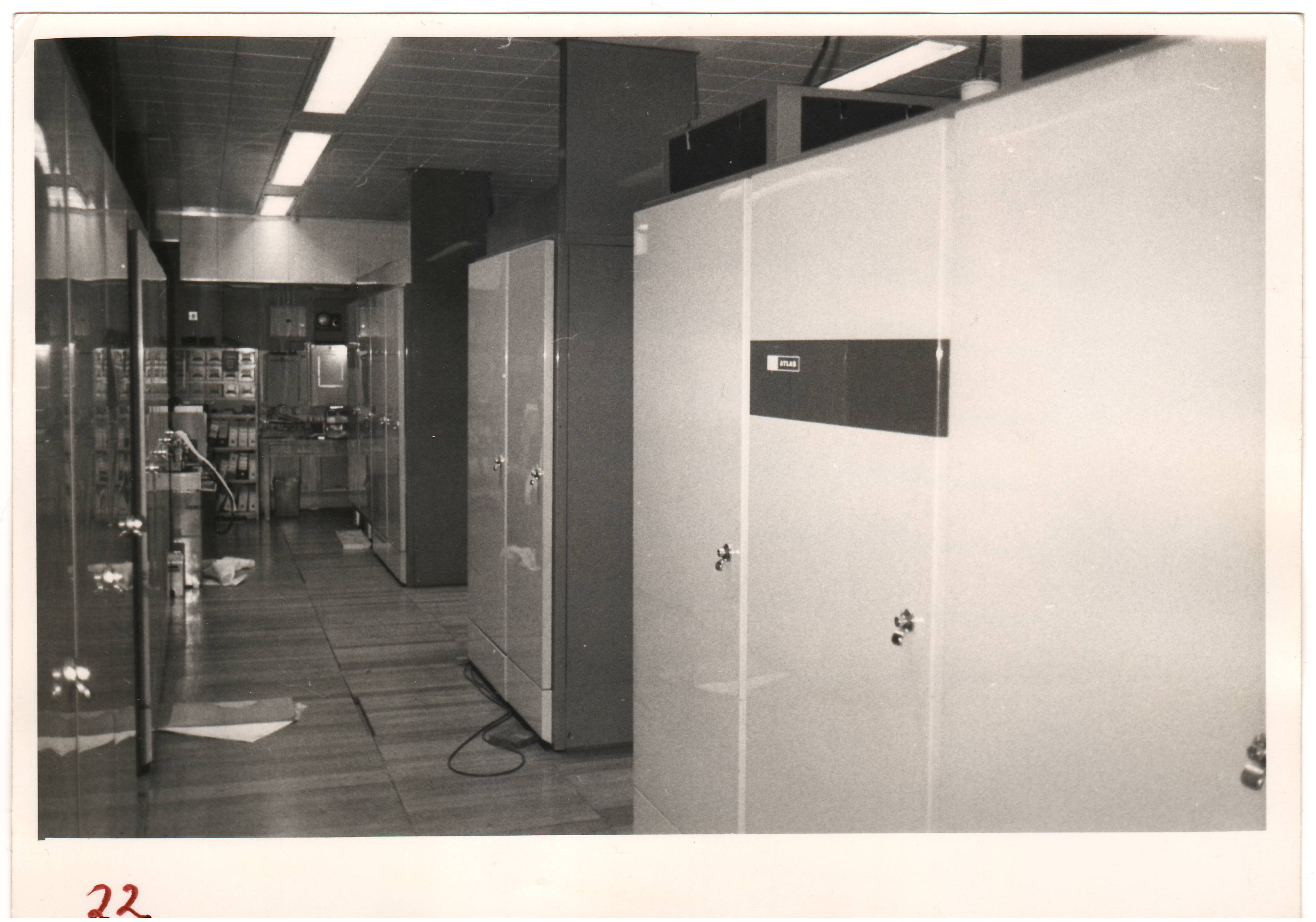 In the basement in amongst the processor cabinets.  Even after nearly a decade, the finish of the cabinets doors retain their shine.