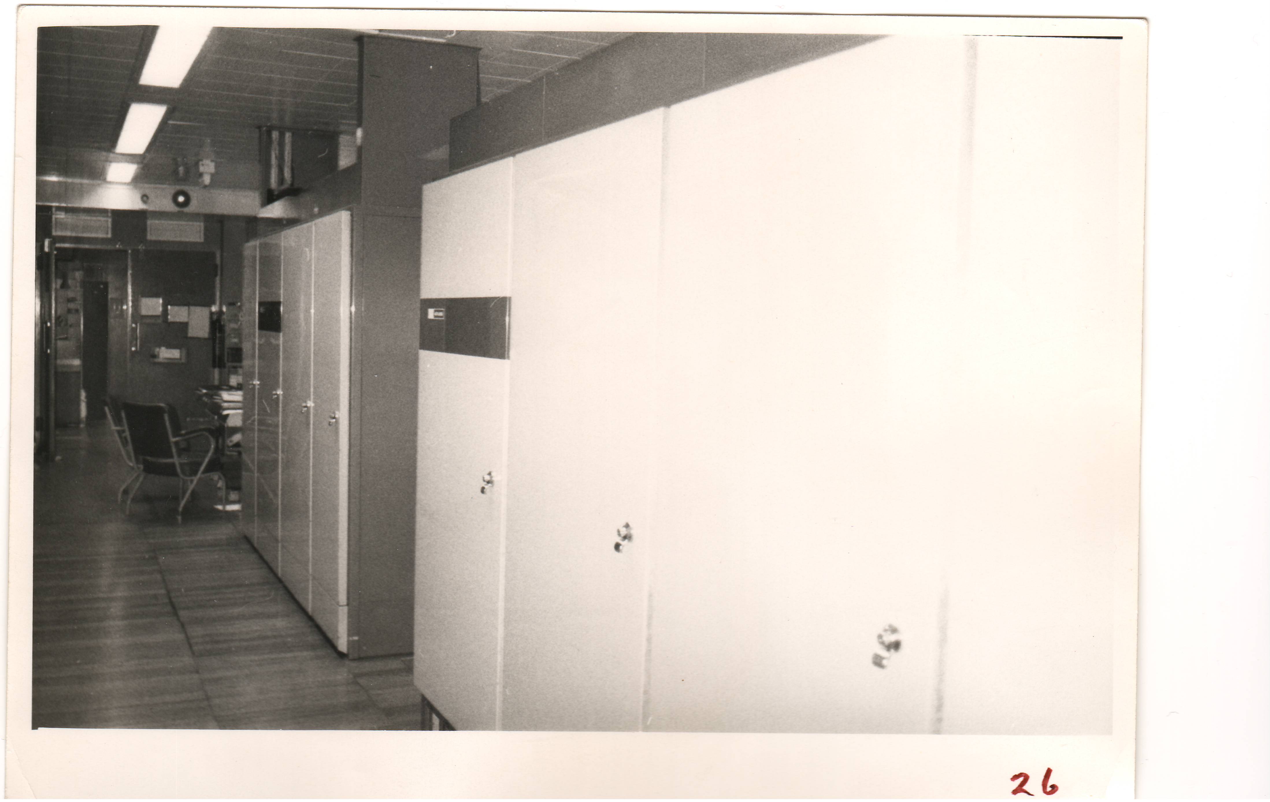 In the basement looking towards the engineers' control panel area.