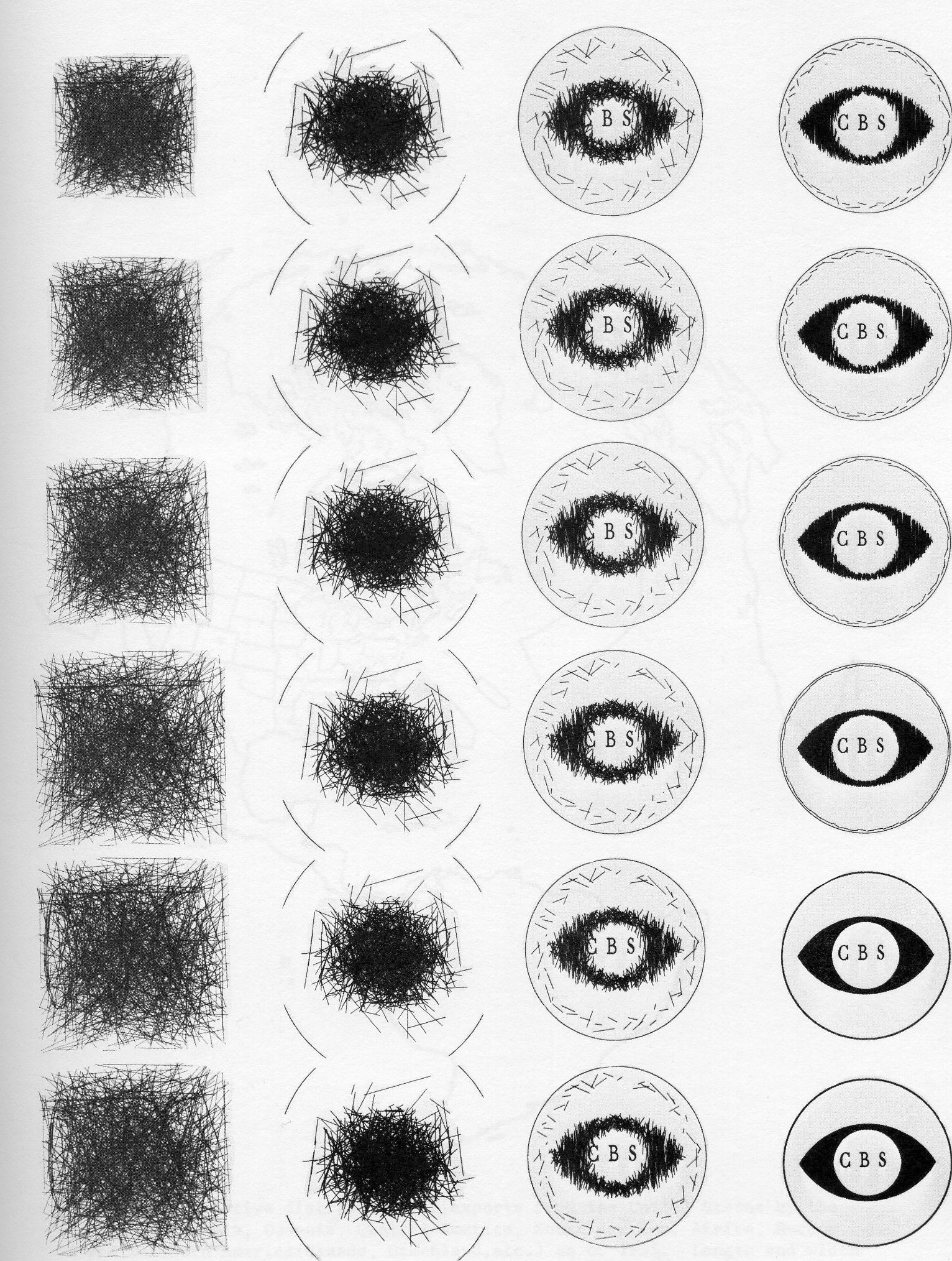 Figure 2: Sections from a five second computer generated construction of the Channel 2 CBS Logo (Courtesy of Computer Animation Inc, New York, N.Y.)