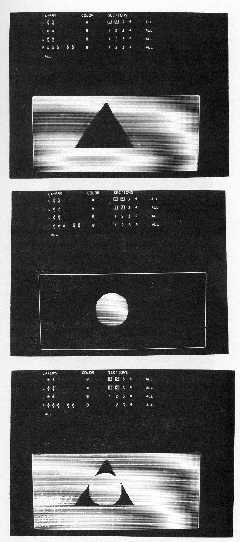 Fig. 5. Two layers are meshed, specifying white as the predominant color; the meshed result is the bottom photograph.