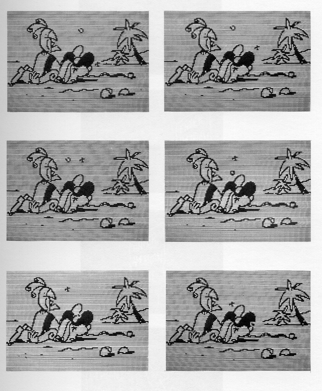 Fig. 12. The sequence shows a man who has crash landed with stars circling around his head was created automatically using translation and mesh. (Animation by Oscar Vigano.)