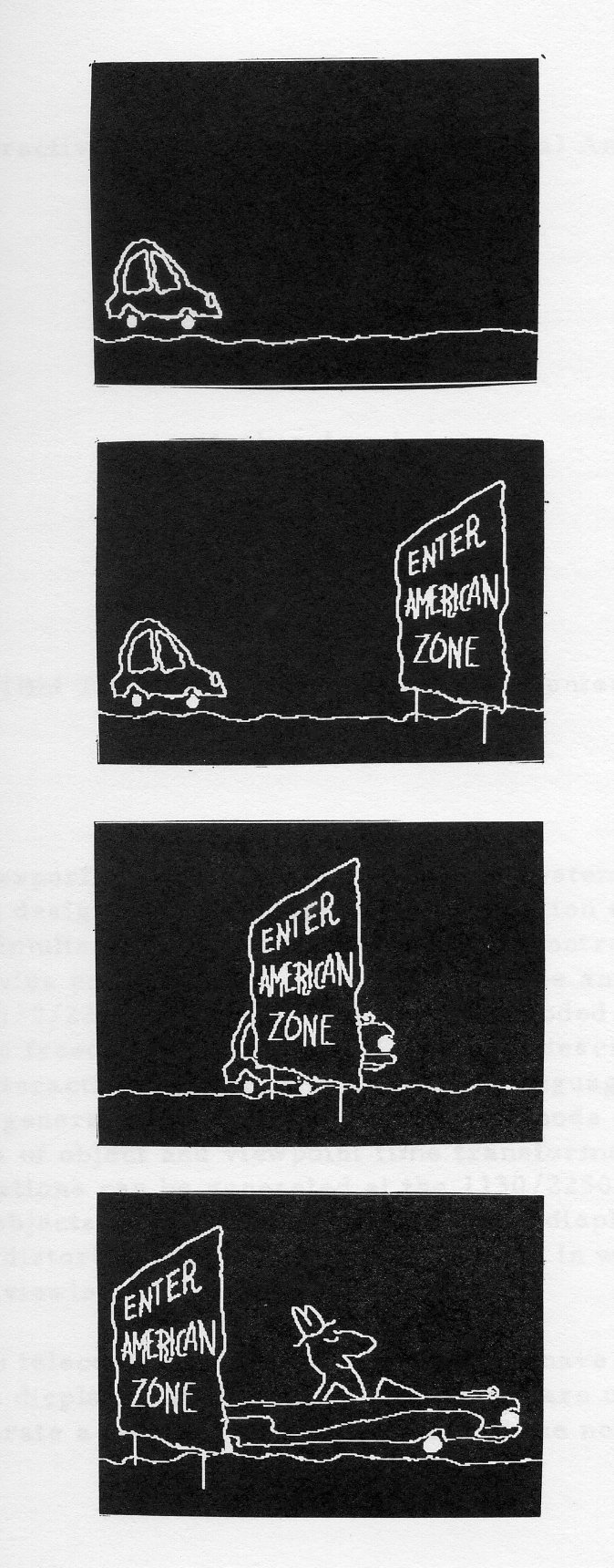 Fig. 13. Shown are key frames from an animation sequence designed by Stan Popke, an animator from New York City.