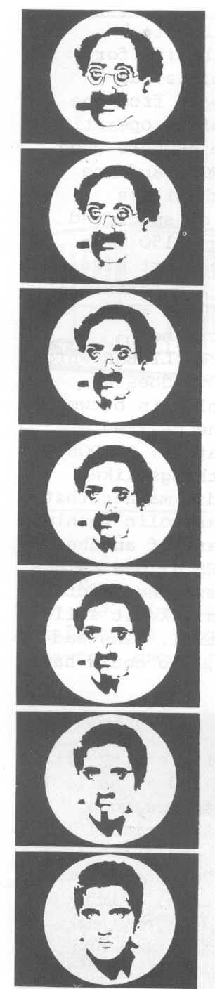 Figure 7: an example of the CHANGE operation: in-betweening from 
Groucho Marx to Elvis Presley
