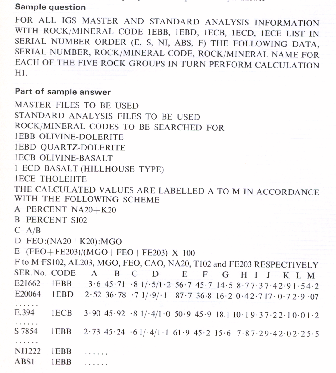 Figure 5 Sample question and part of sample answer 
