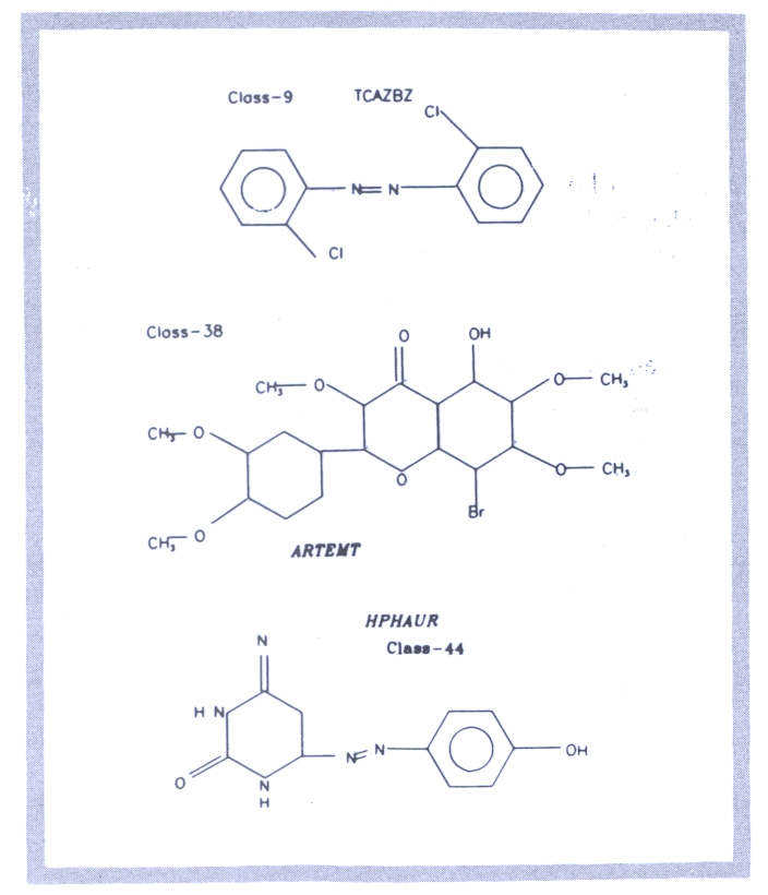 Fig 5.2 An example of chemical structure diagrams obtained using the FR80 microfilm recorder.  

