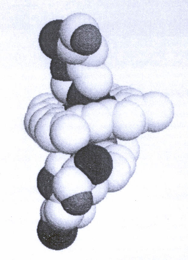 Fig 5.6 Space filling model of a heme group produced on the FR80 
microfilm recorder.  
