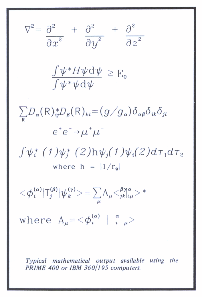Typical mathematical output.