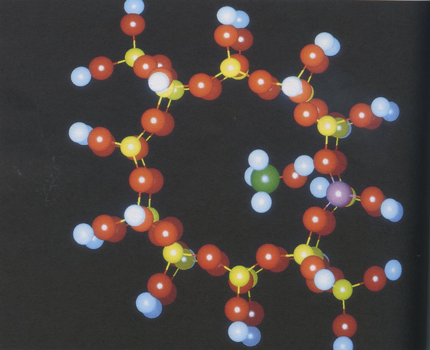 Figure 1. Methanol adsorbed in the straight channel of ZSM-5 as calculated by density functional methods