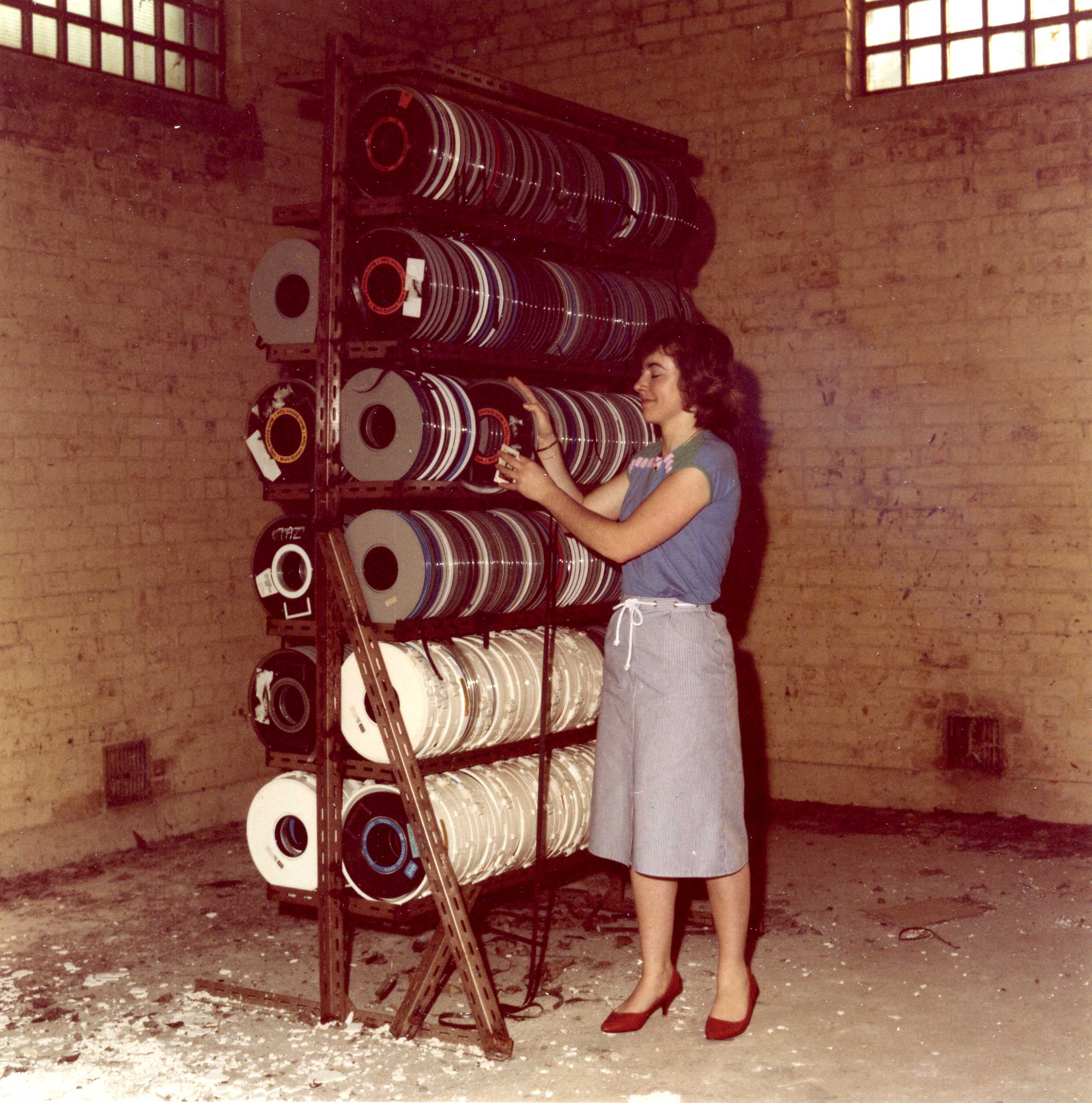 Photo 1: Rack of 400 Magnetic Tapes