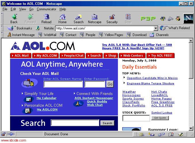 An image of a IDcide extended browser referencing aol.com