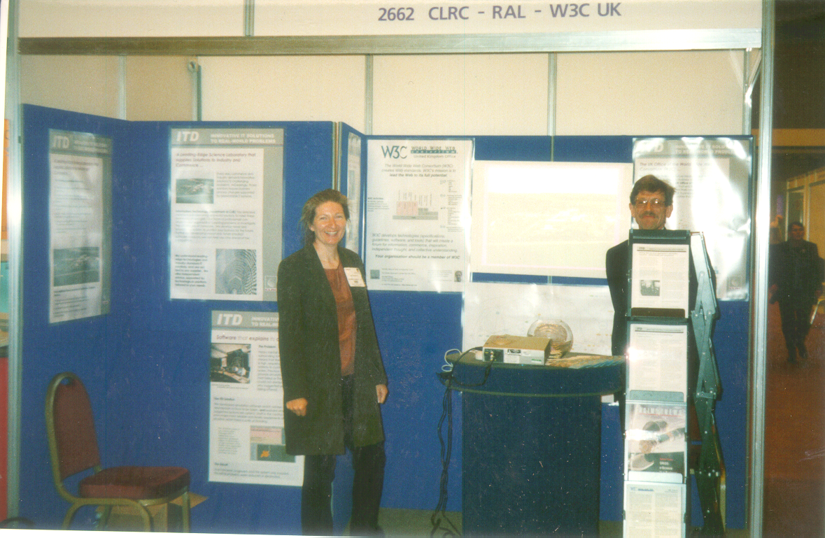 Anne Shrimpton and Stewart Robinson from CLRC staffing the CLRC W3C stand at Internet World