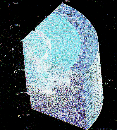 Two region high voltage bush created as a solid of revolution
