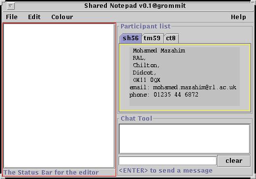 Figure 1: Snapshot of the first prototype for the Shared Notepad