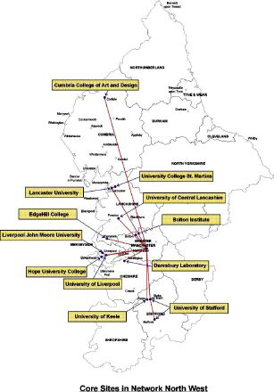 The location of Net NorthWest founder member sites