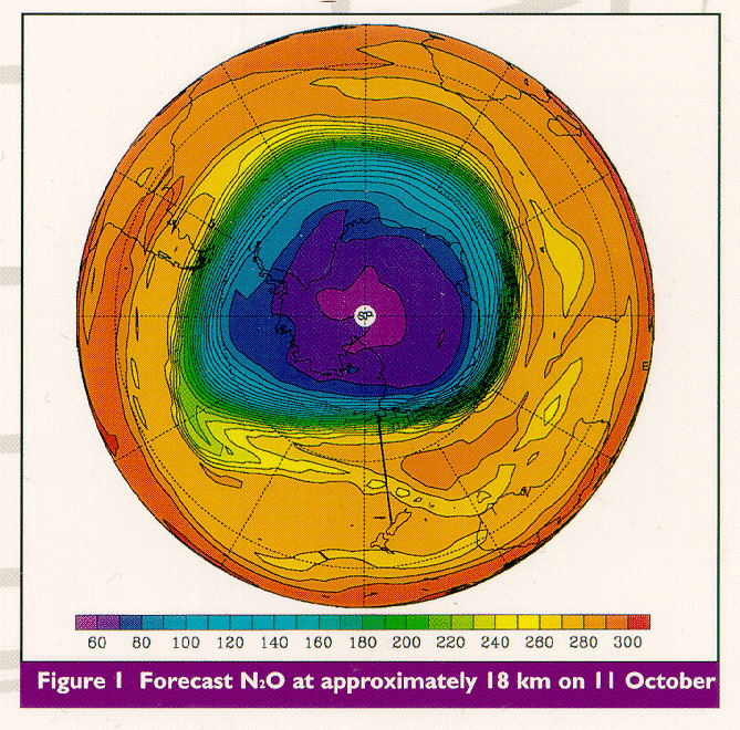 Figure 1: Forecast N2O at approximately 18km on 11 October