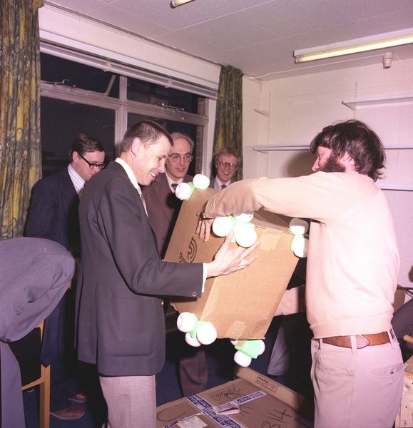 Bob Hopgood, Division Head, and Jed Brown opening first PERQ to arrive at RAL