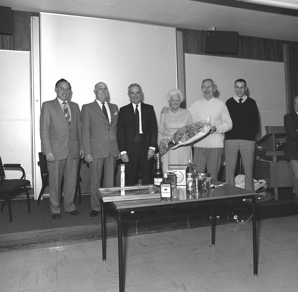 Doug House, Robbie Roberts, Dick, Mrs Mackey, Jack Howlett, Bob Hopgood and all the farewell tokens