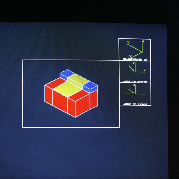 Structure of a three-dimensional MOSFET produced by EVEREST.
Red areas are silicon, green and blue are oxide regions with and without contacts.