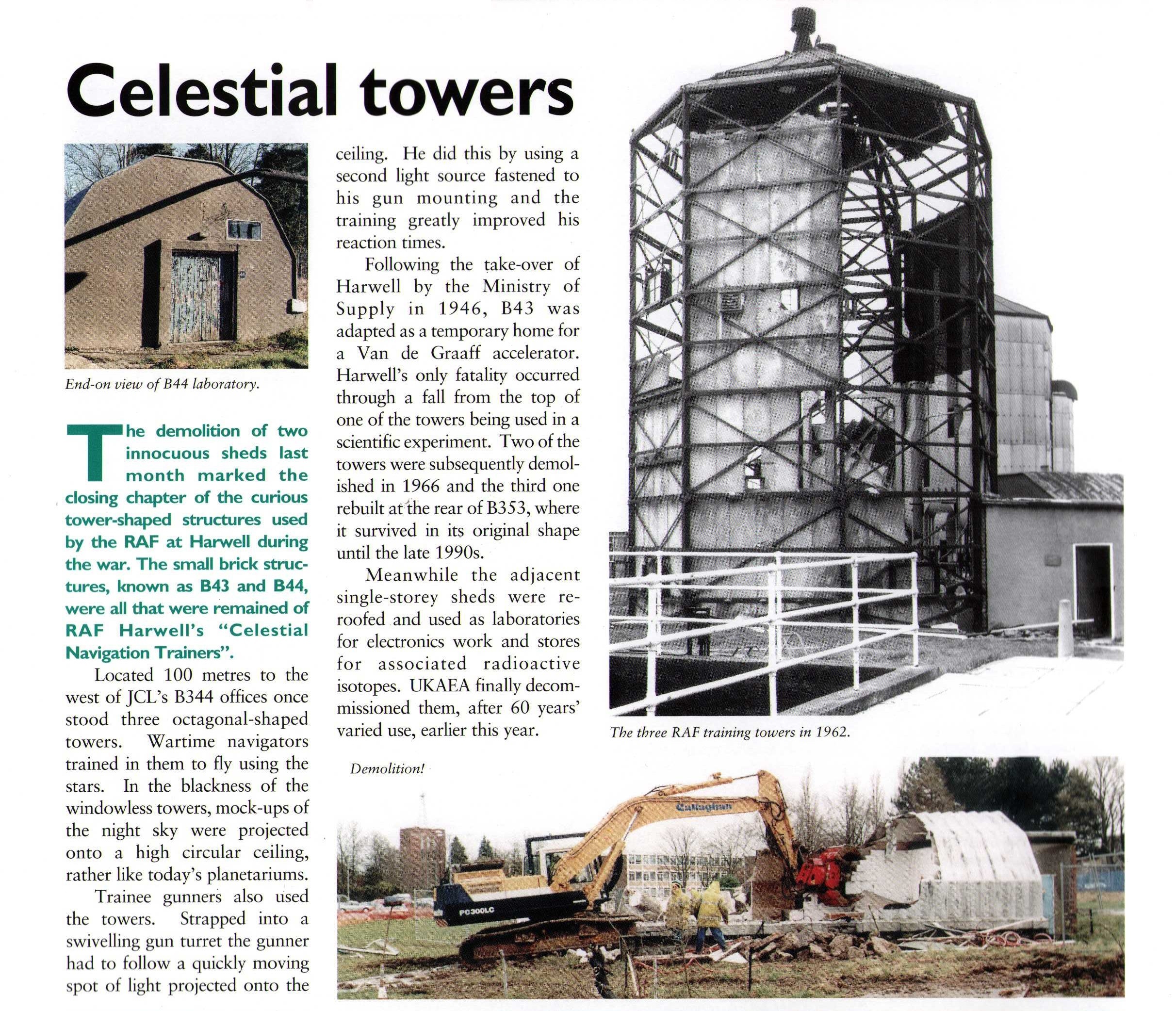 Celestial Navigation Trainers at RAF Harwell: Article from ECHO (July 2000)