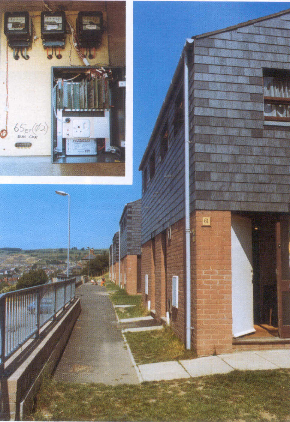 Fig 2.2 Houses in Abertridwr, South Wales, instrumented by RAL in a project to assess the impact of approved methods of insulation.
Measurements from experiments such as this can be analysed using the Energy Kernel System.
